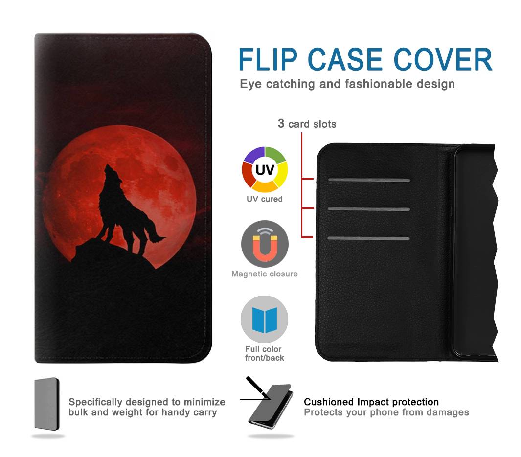 Flip case Samsung Galaxy Note9 Wolf Howling Red Moon
