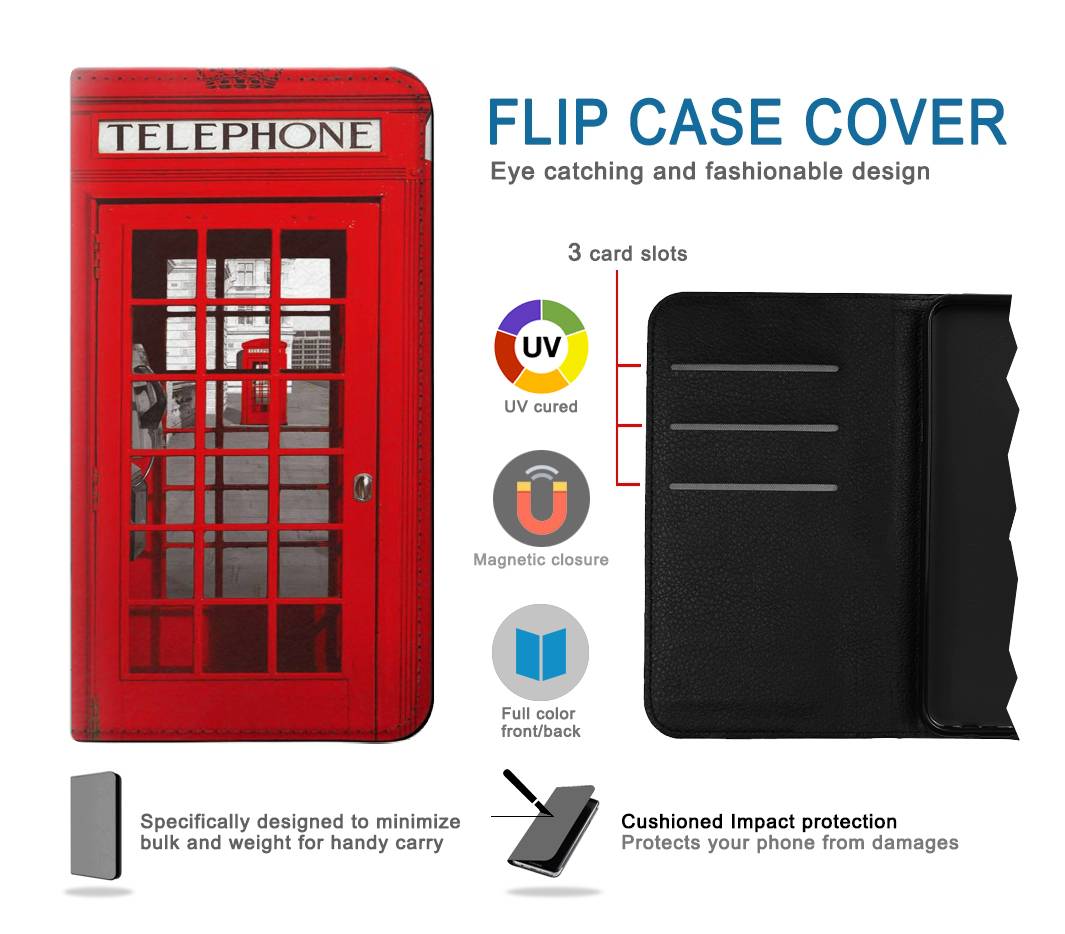 Flip case Google Pixel 5A 5G Classic British Red Telephone Box