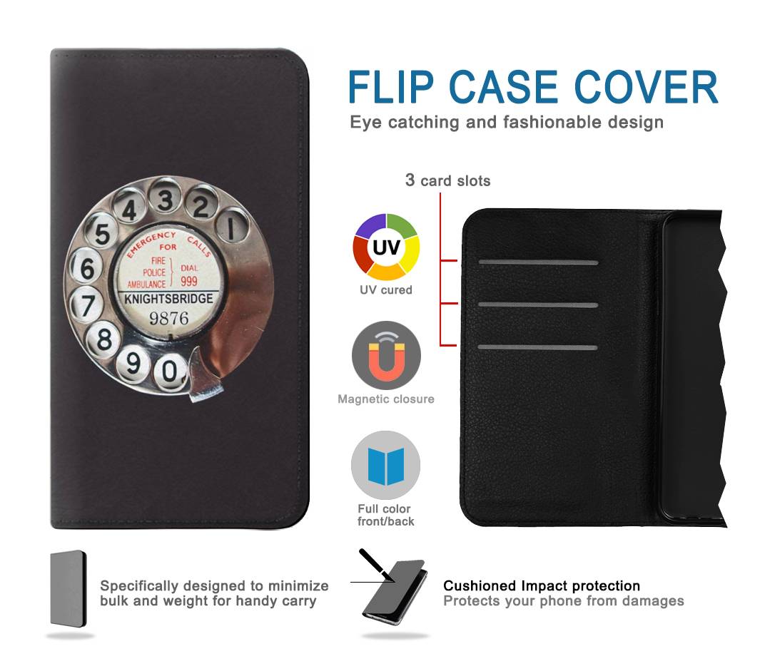 Flip case Google Pixel 5A 5G Retro Rotary Phone Dial On