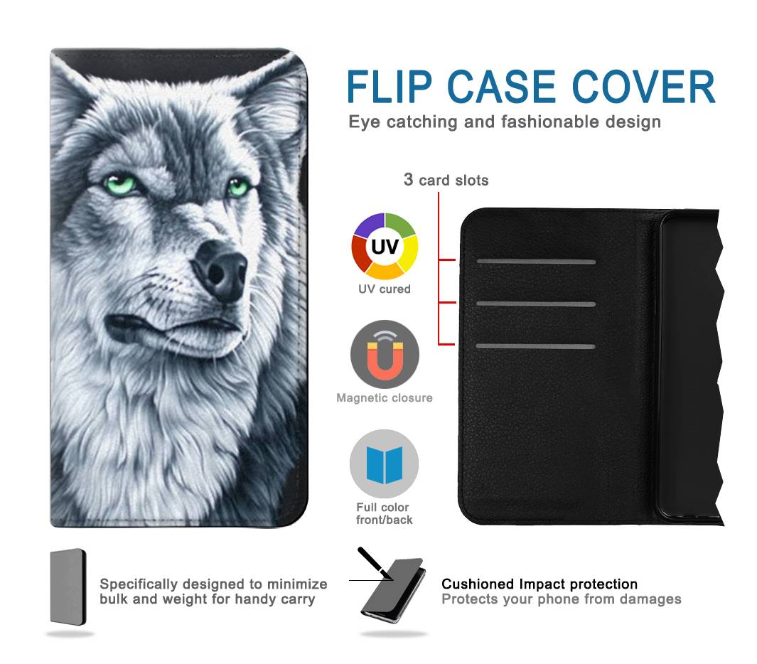 Flip case Samsung Galaxy S21+ 5G Grim White Wolf