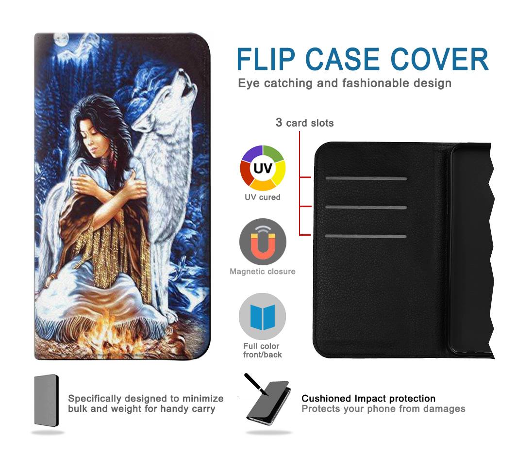 Flip case Google Pixel 4a Grim Wolf Indian Girl