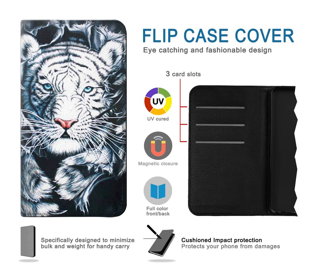 Flip case LG Velvet White Tiger
