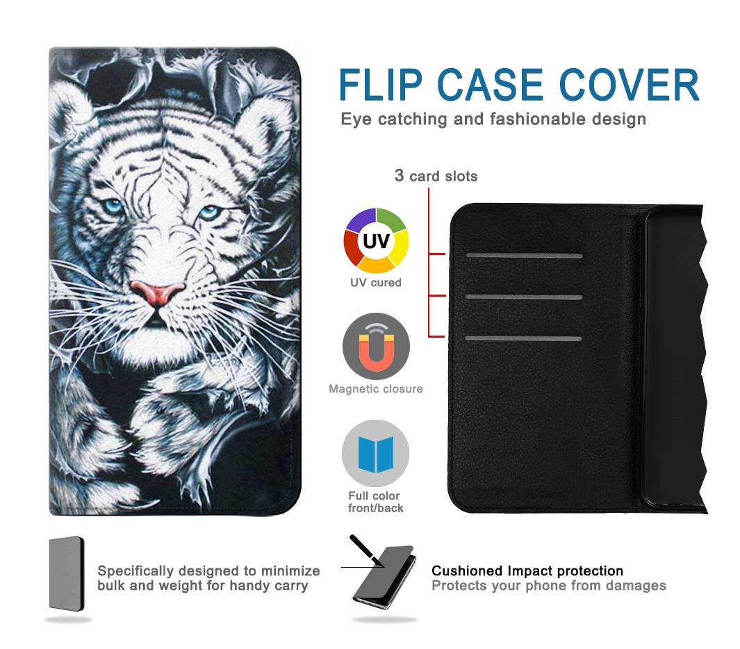 Flip case Google Pixel 6 Pro White Tiger