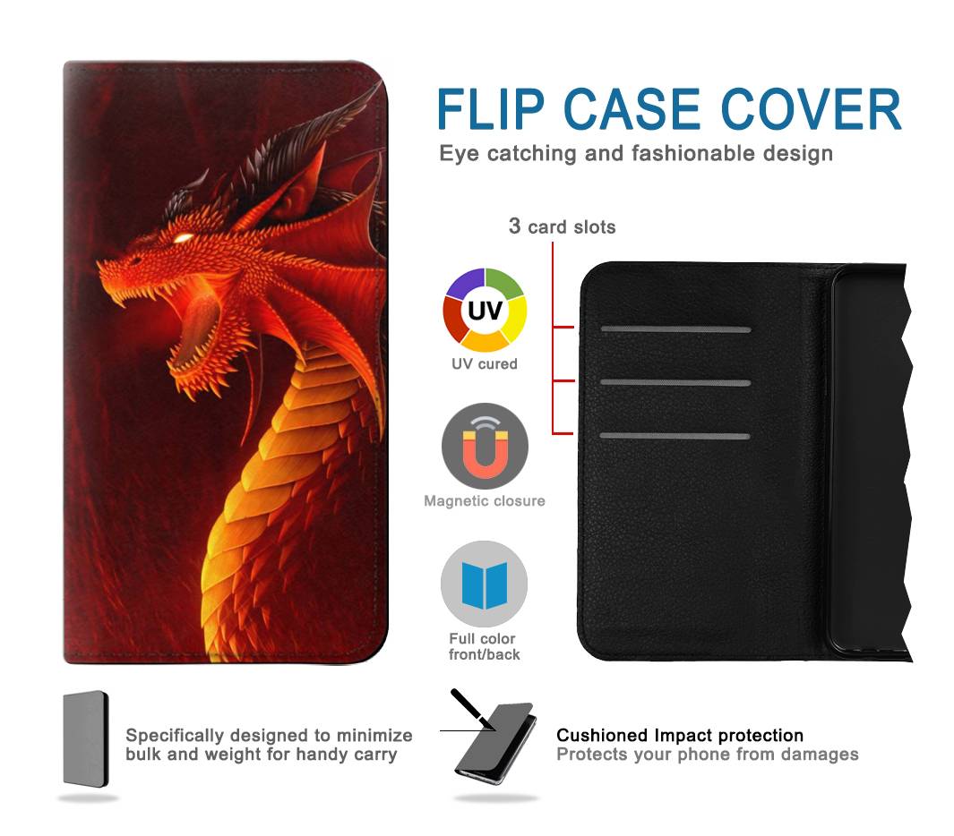 Flip case Motorola Moto G Power (2021) Red Dragon