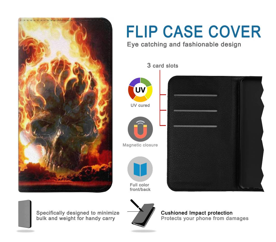 Flip case iPhone 13 Hell Fire Skull