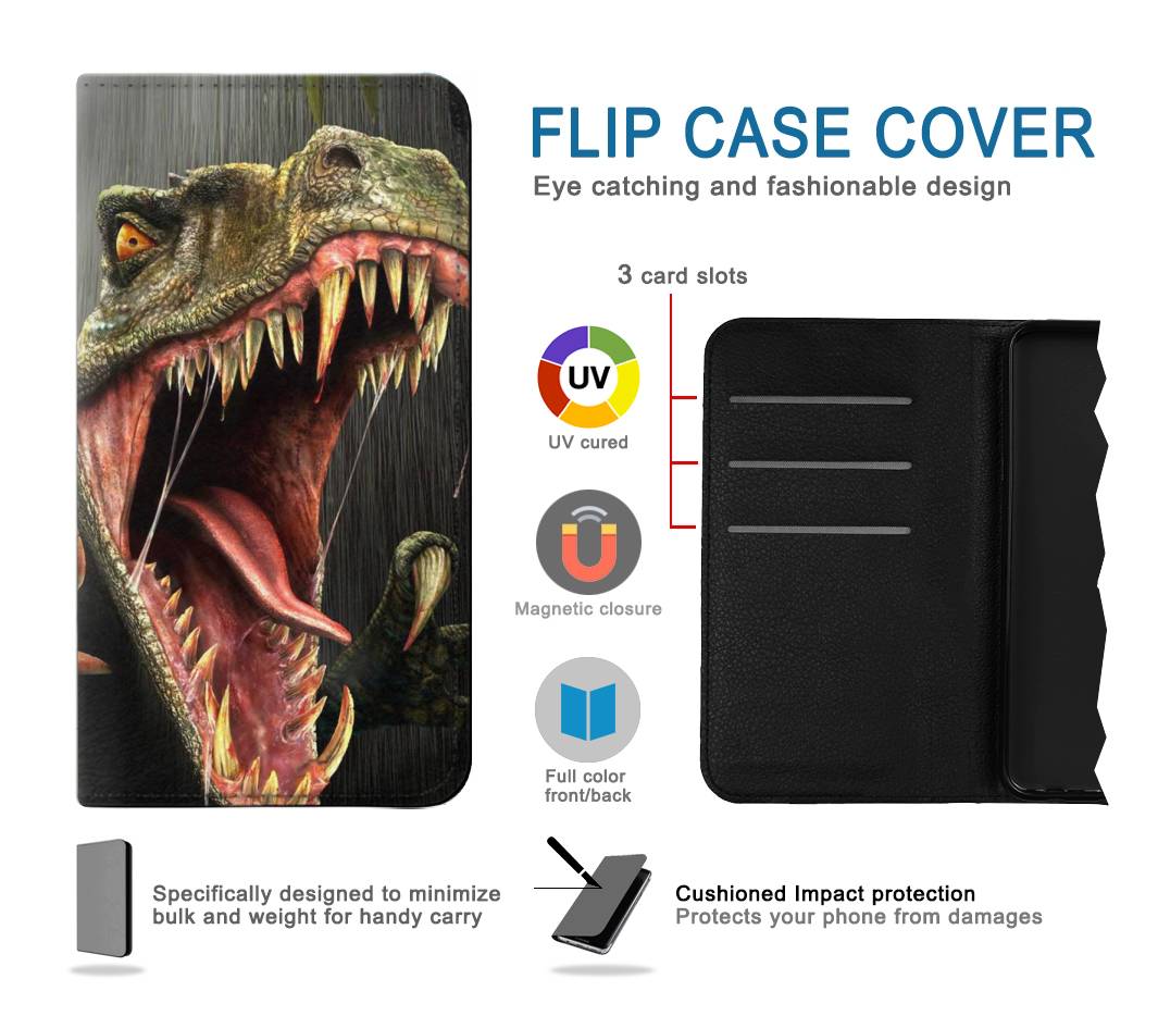 Flip case Samsung Galaxy A20, A30, A30s T-Rex Dinosaur