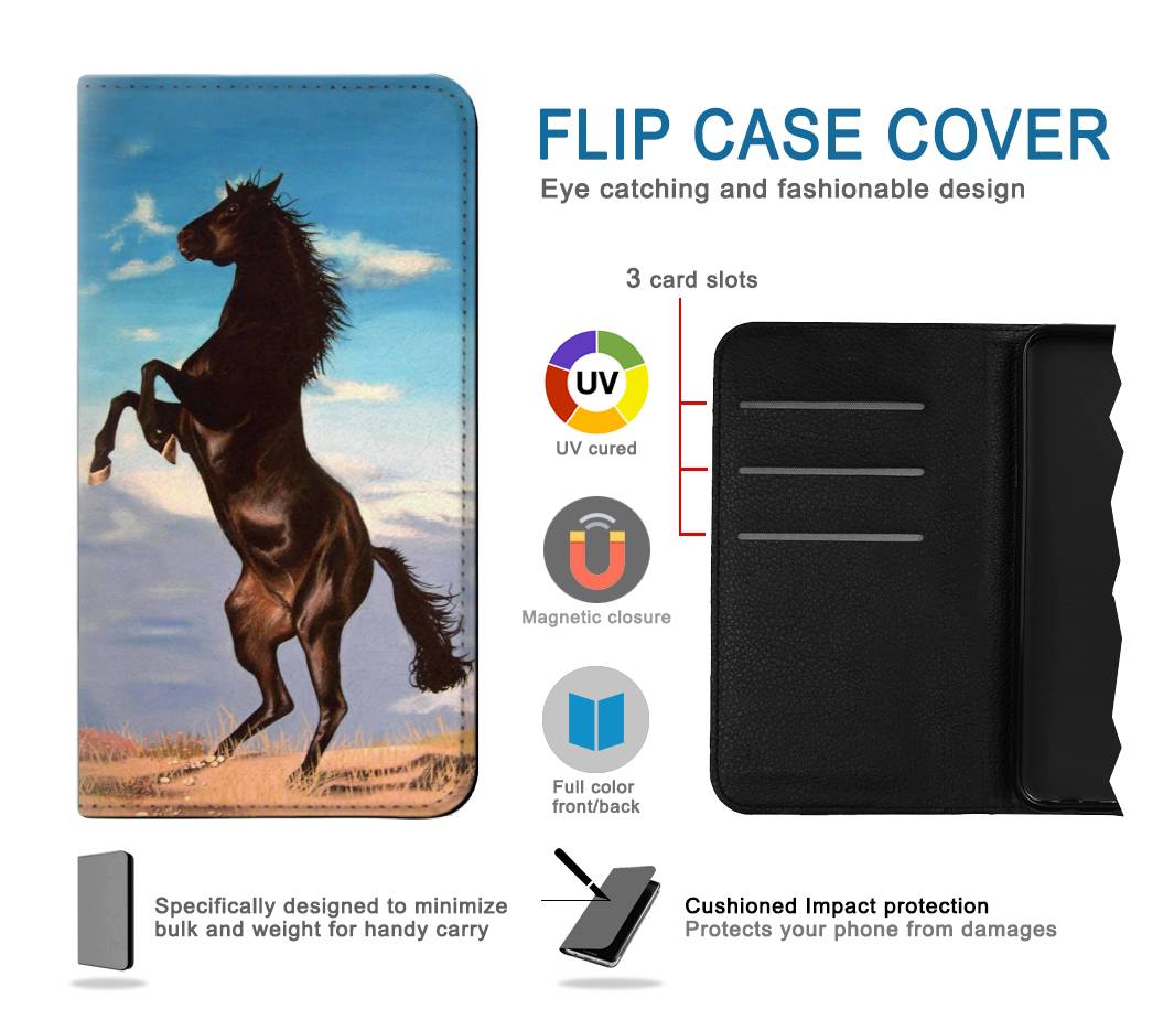 Flip case Google Pixel 6 Wild Black Horse
