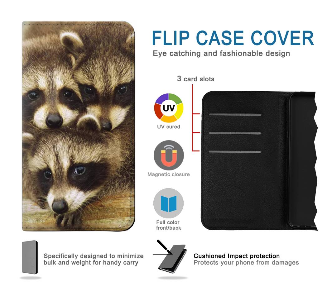 Flip case Motorola Moto G Stylus (2021), G Stylus 5G, G Stylus 5G (2022) Baby Raccoons