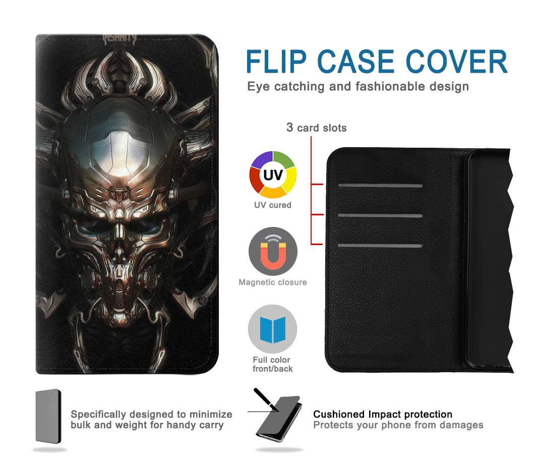 Flip case iPhone 13 Pro Max Hardcore Insanity Metal Skull