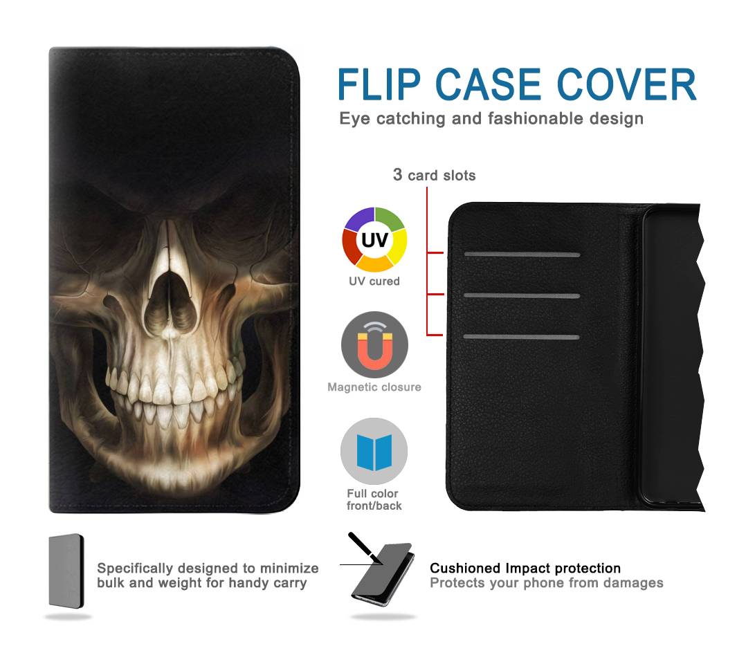 Flip case Google Pixel 5A 5G Skull Face Grim Reaper