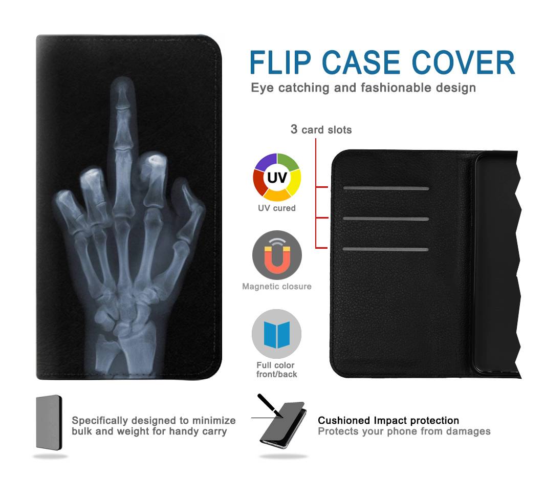 Flip case Samsung Galaxy A52, A52 5G X-ray Hand Middle Finger