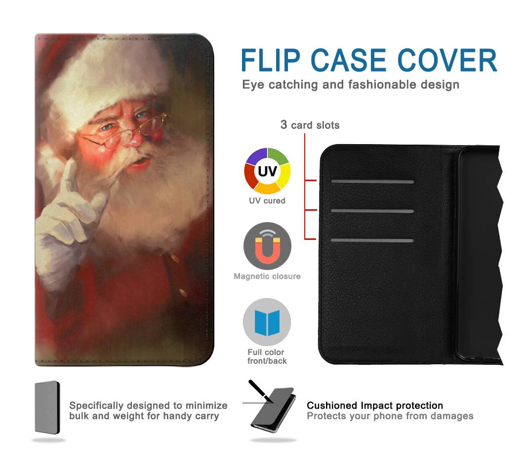 Flip case Motorola Moto G Stylus (2021), G Stylus 5G, G Stylus 5G (2022) Xmas Santa Claus