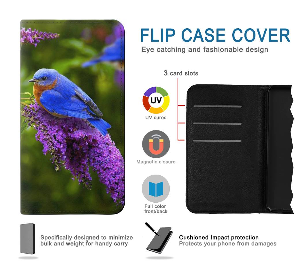 Flip case Samsung Galaxy A52, A52 5G Bluebird of Happiness Blue Bird