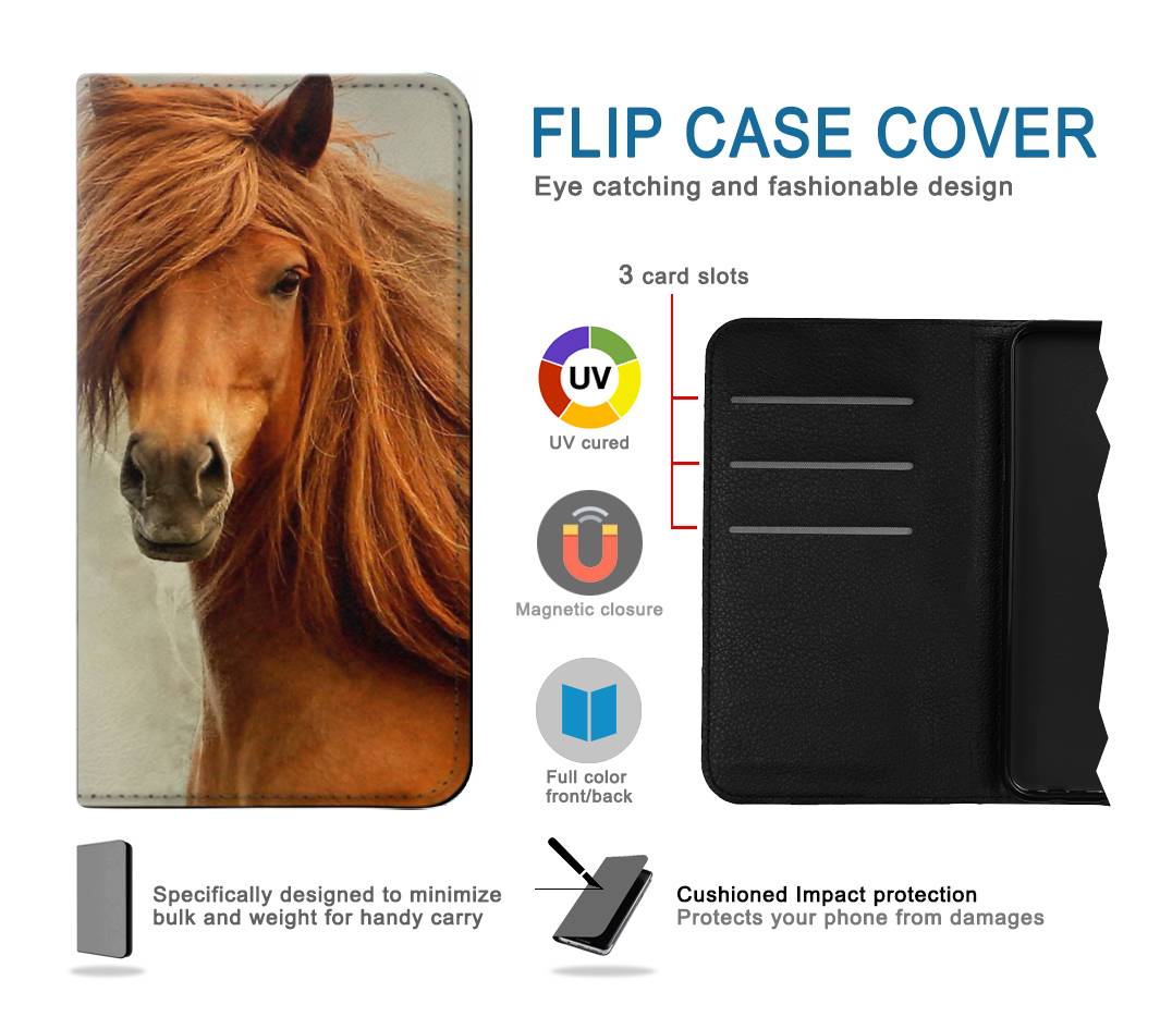 Flip case iPhone 7, 8, SE (2020), SE2 Beautiful Brown Horse