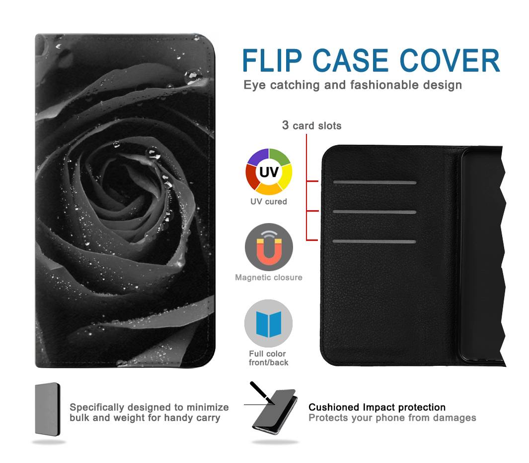 Flip case Google Pixel 6 Black Rose
