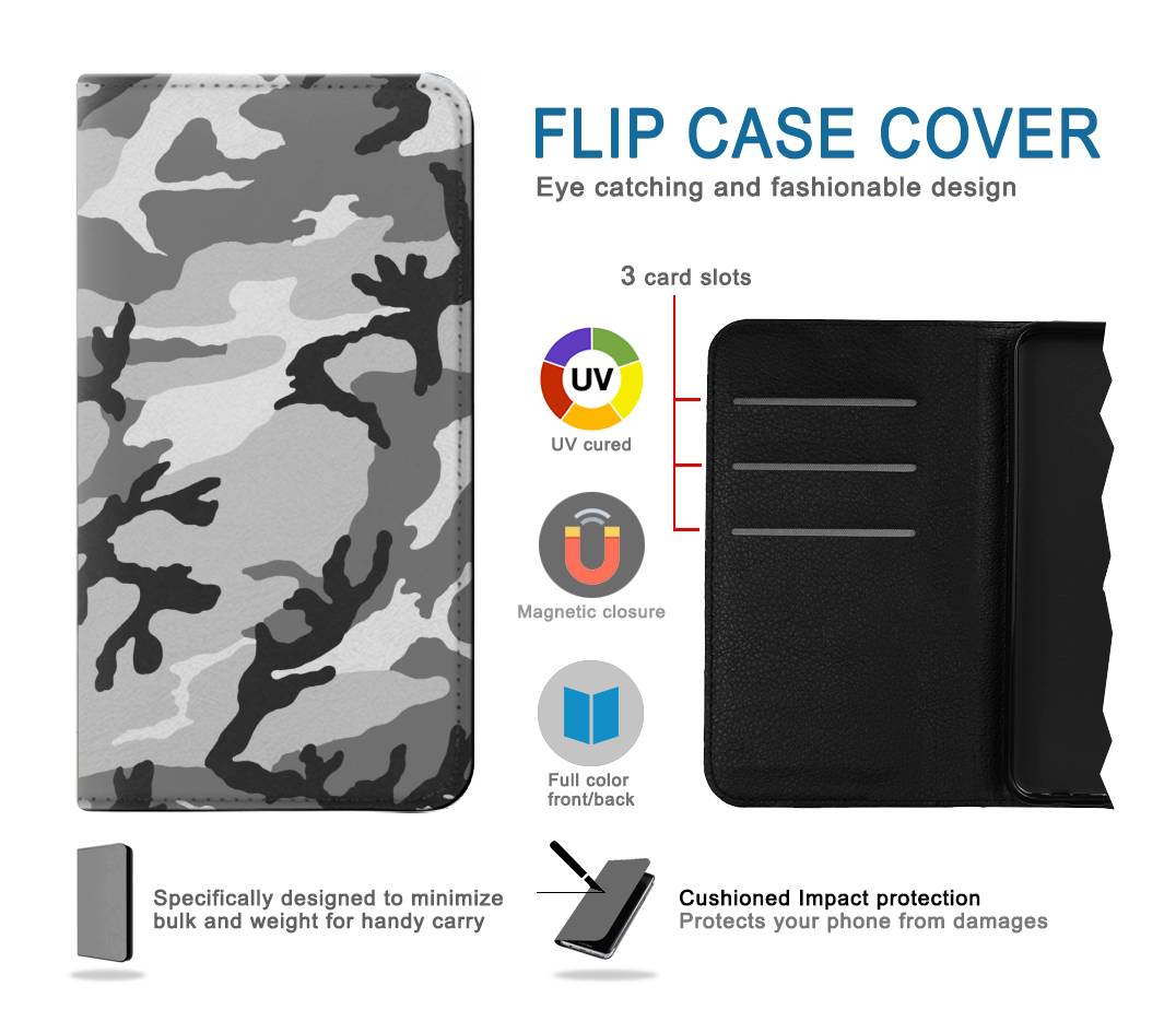 Flip case Google Pixel 5A 5G Snow Camo Camouflage Graphic Printed