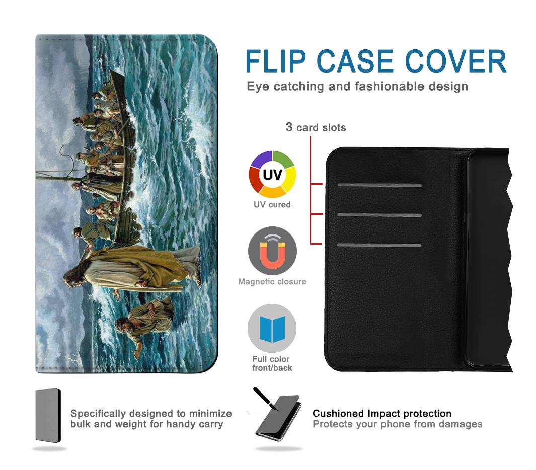 Flip case Motorola Moto G Play (2021) Jesus Walk on The Sea