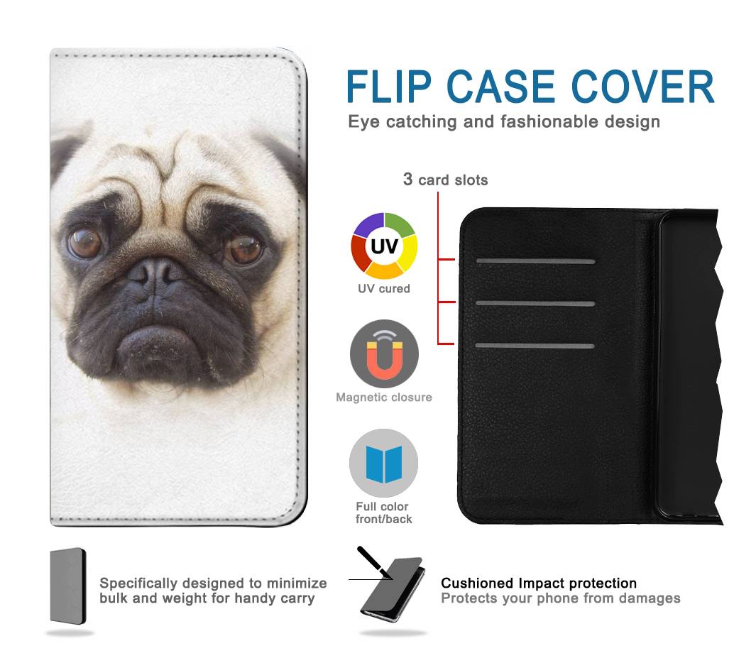 Flip case Google Pixel 5A 5G Pug Dog