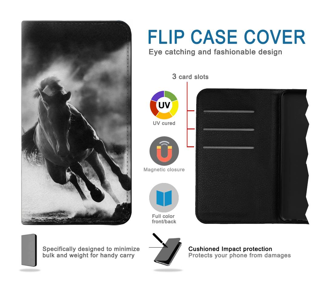 Flip case Samsung Galaxy A52, A52 5G Running Horse