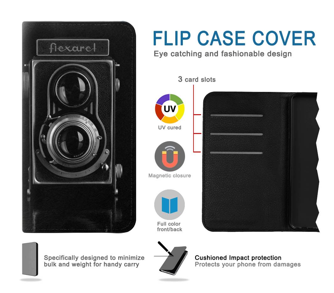 Flip case Samsung Galaxy A52, A52 5G Vintage Camera
