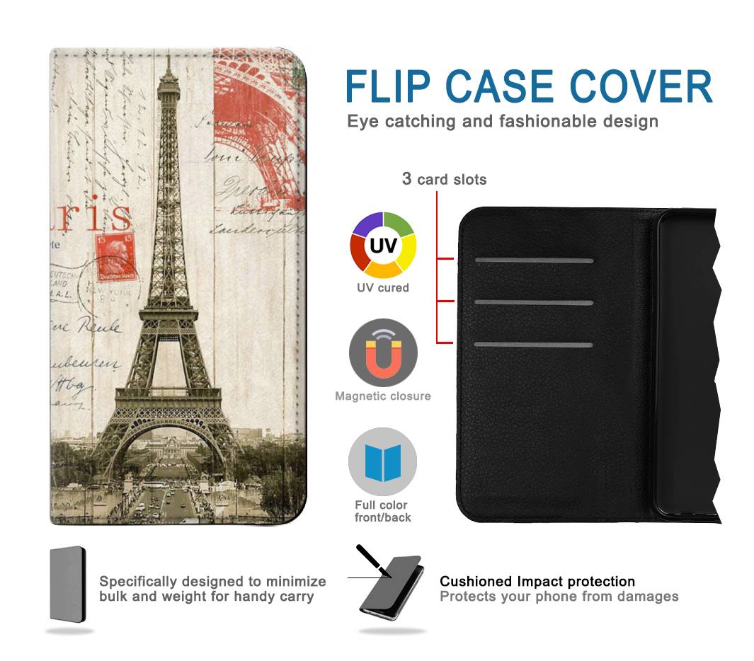 Flip case OnePlus 9 Pro Eiffel Tower Paris Postcard