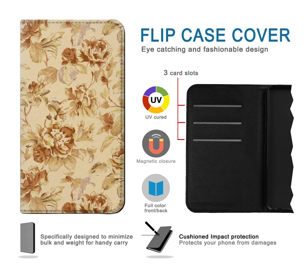 Flip case Samsung Galaxy Fold3 5G Flower Floral Vintage Pattern