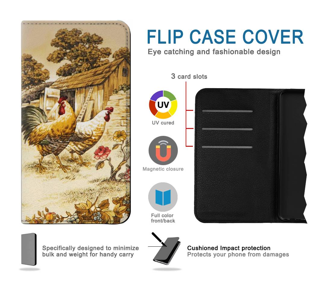 Flip case Samsung Galaxy A52, A52 5G French Country Chicken