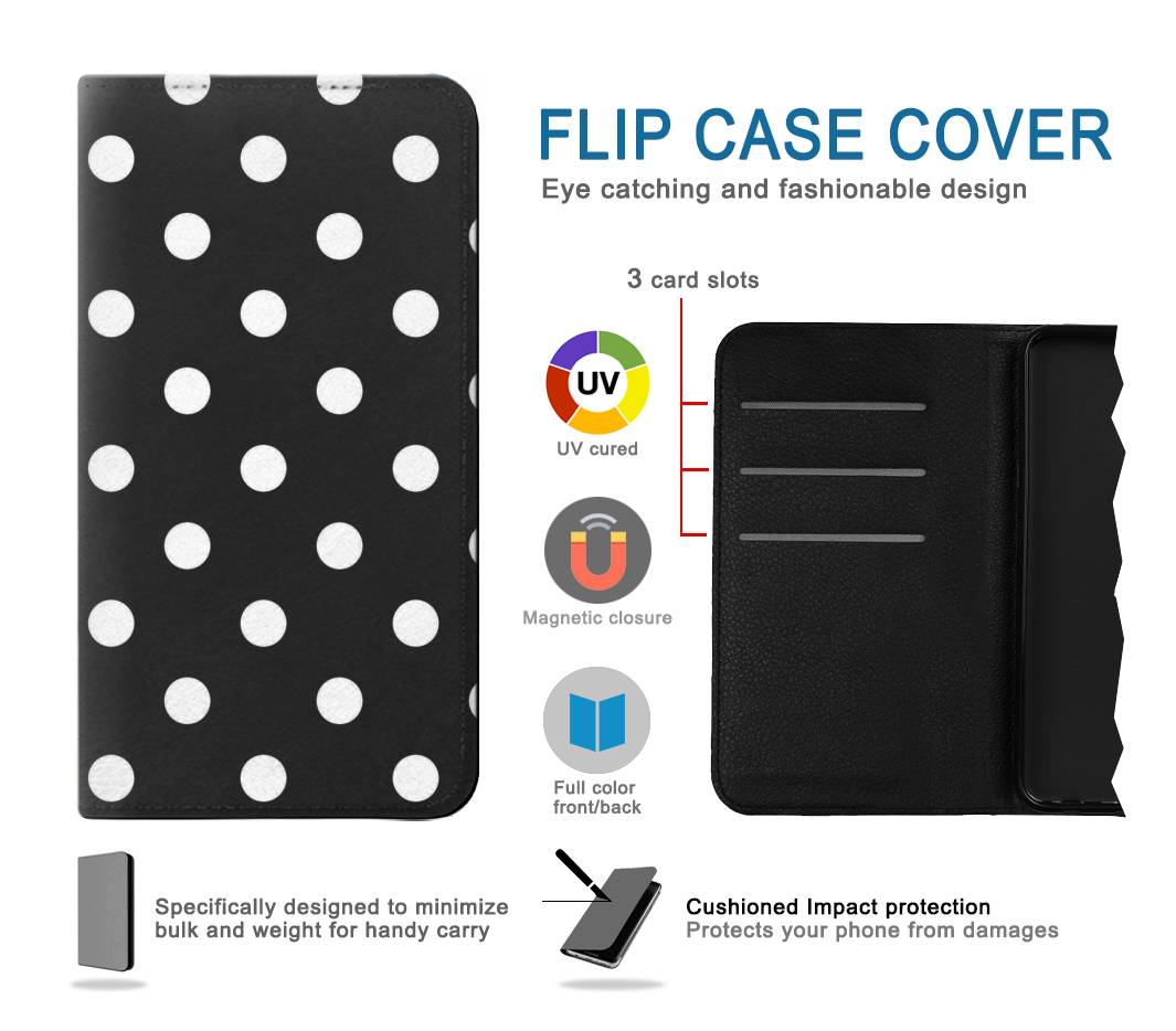 Flip case Google Pixel 5A 5G Black Polka Dots