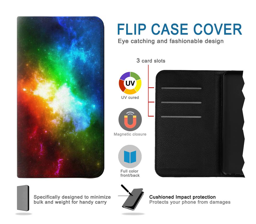 Flip case Apple iPhone 14 Pro Max Colorful Rainbow Space Galaxy