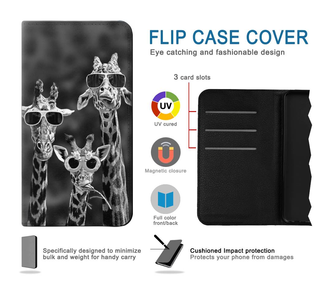 Flip case Samsung Galaxy A52s 5G Giraffes With Sunglasses