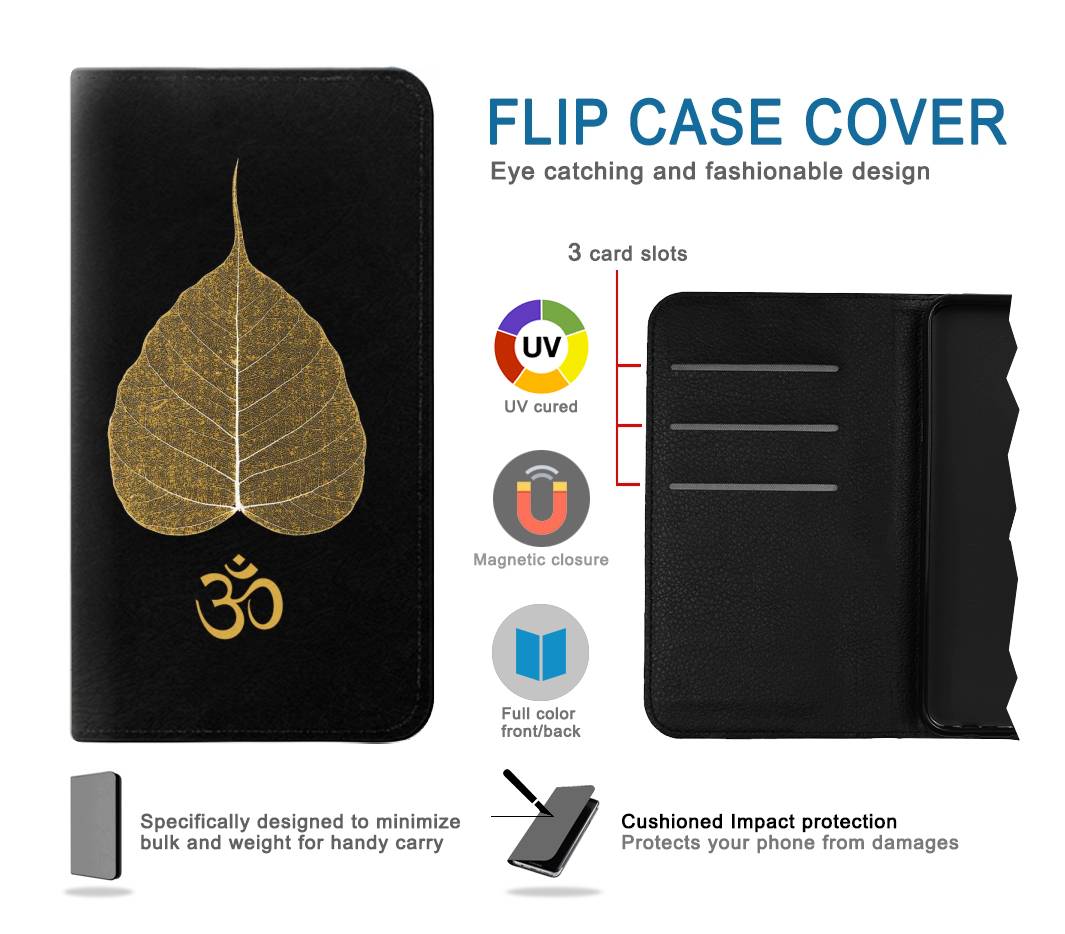 Flip case iPhone 13 Pro Max Gold Leaf Buddhist Om Symbol