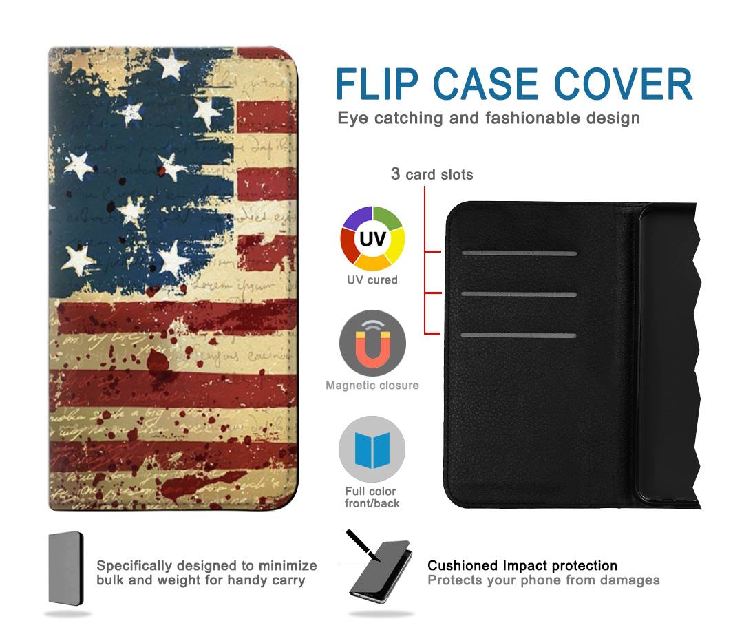 Flip case Motorola Moto G Play (2021) Old American Flag