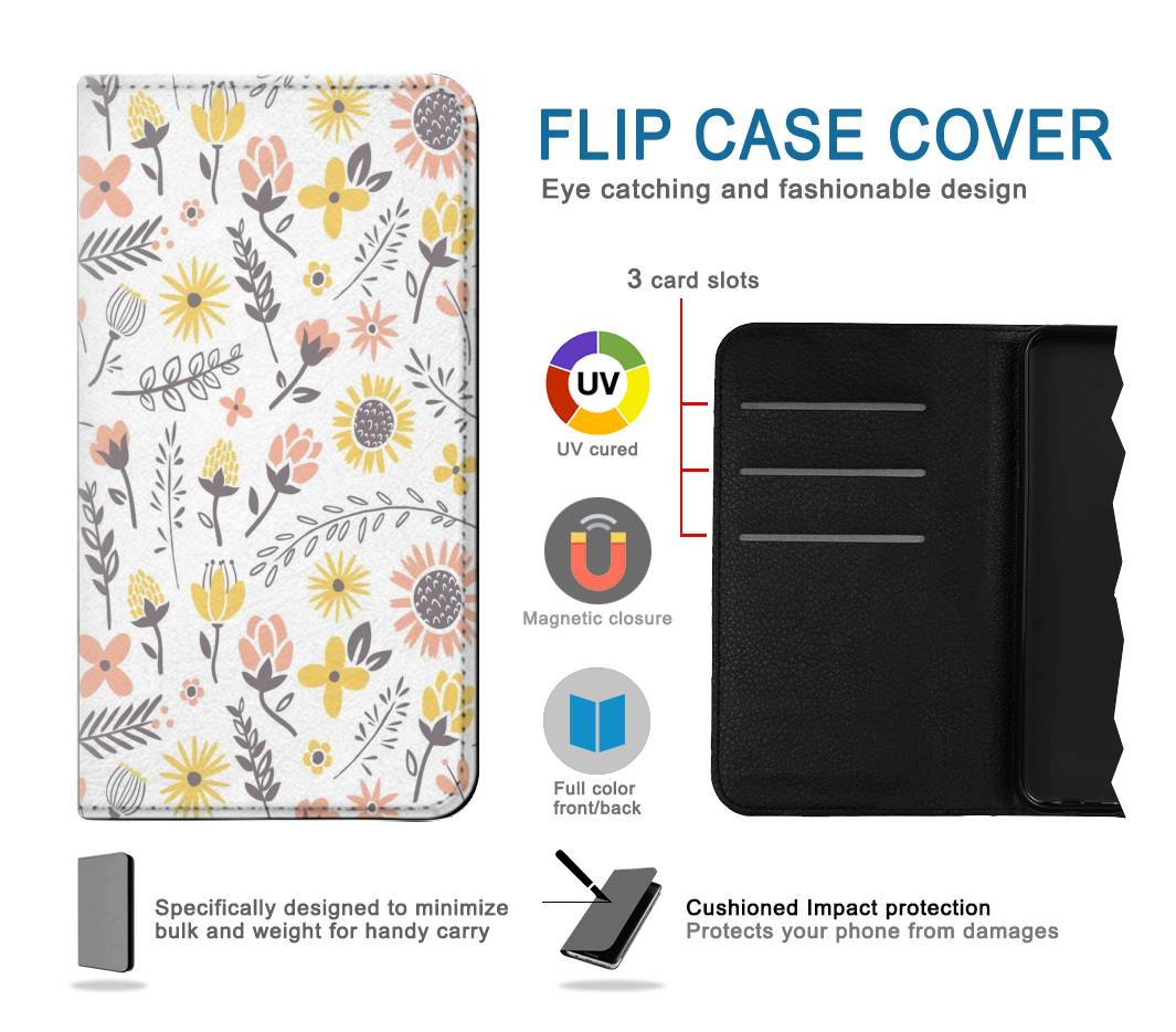 Flip case Google Pixel 5A 5G Pastel Flowers Pattern