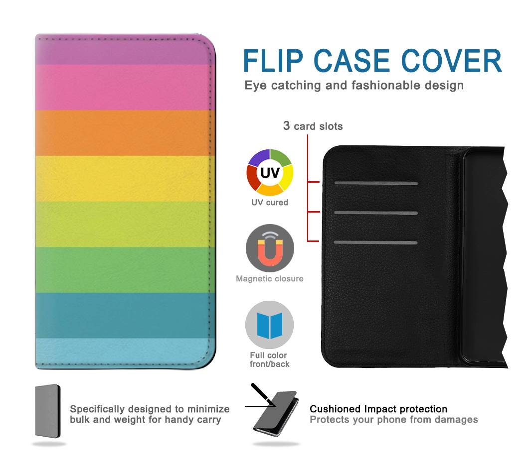 Flip case Samsung Galaxy A52, A52 5G Rainbow Pattern