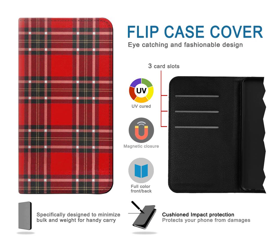 Flip case Google Pixel 6 Pro Tartan Red Pattern