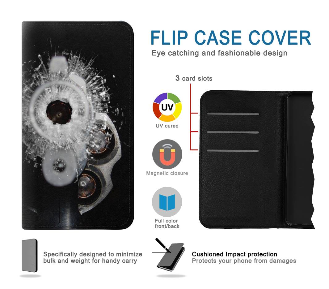 Flip case Motorola Moto G Play (2021) Gun Bullet Hole Glass