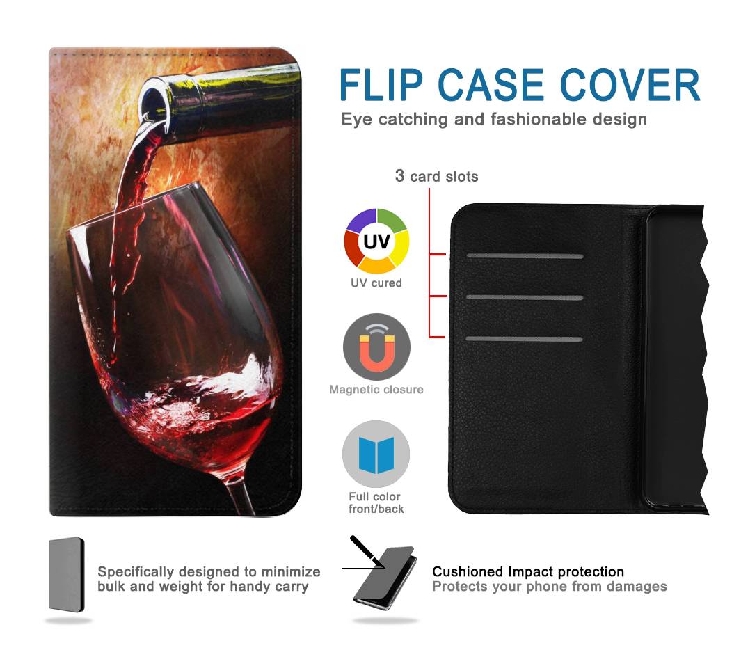 Flip case Samsung Galaxy A20, A30, A30s Red Wine Bottle And Glass