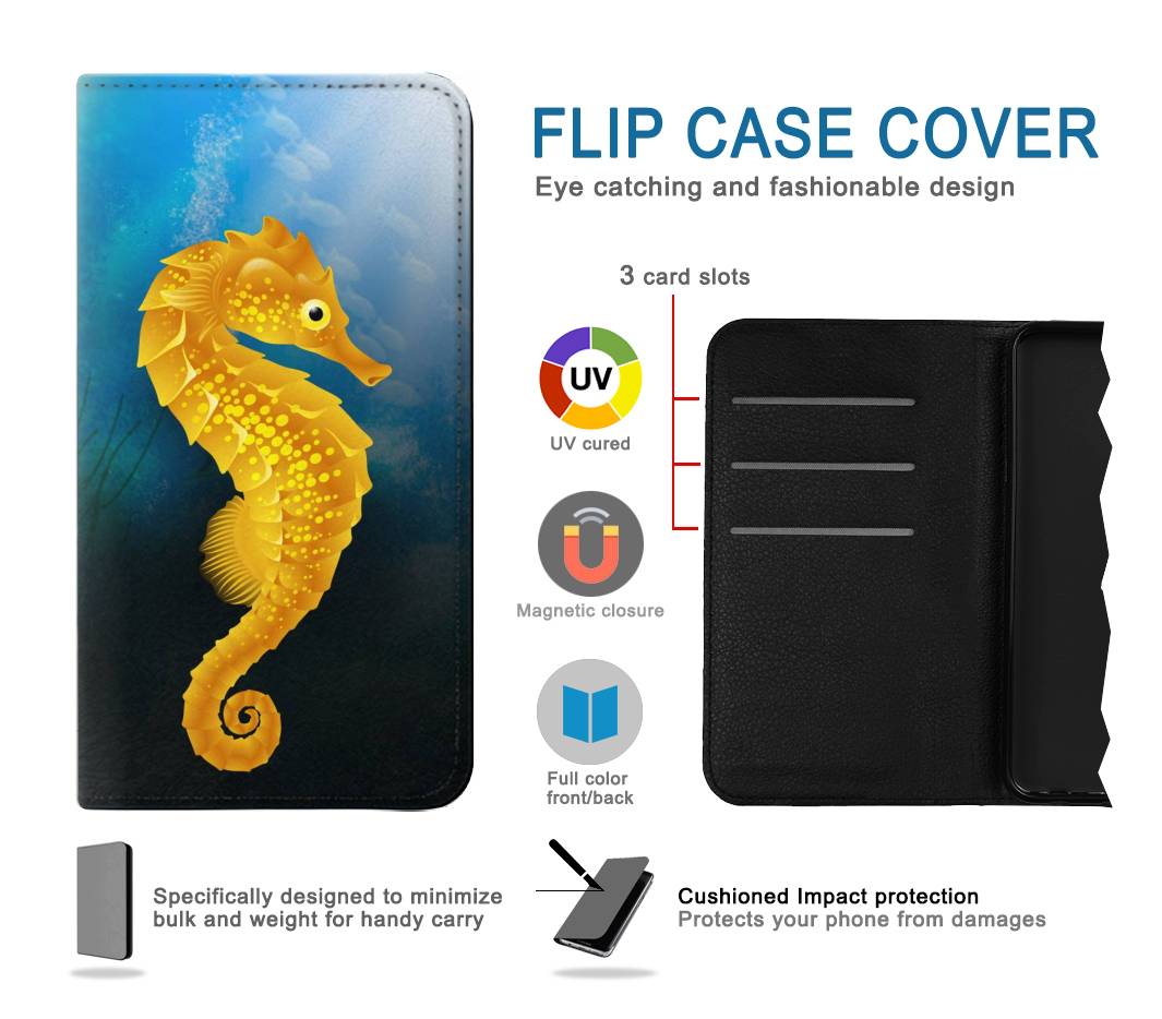 Flip case Motorola Moto G Stylus (2021), G Stylus 5G, G Stylus 5G (2022) Seahorse Underwater World