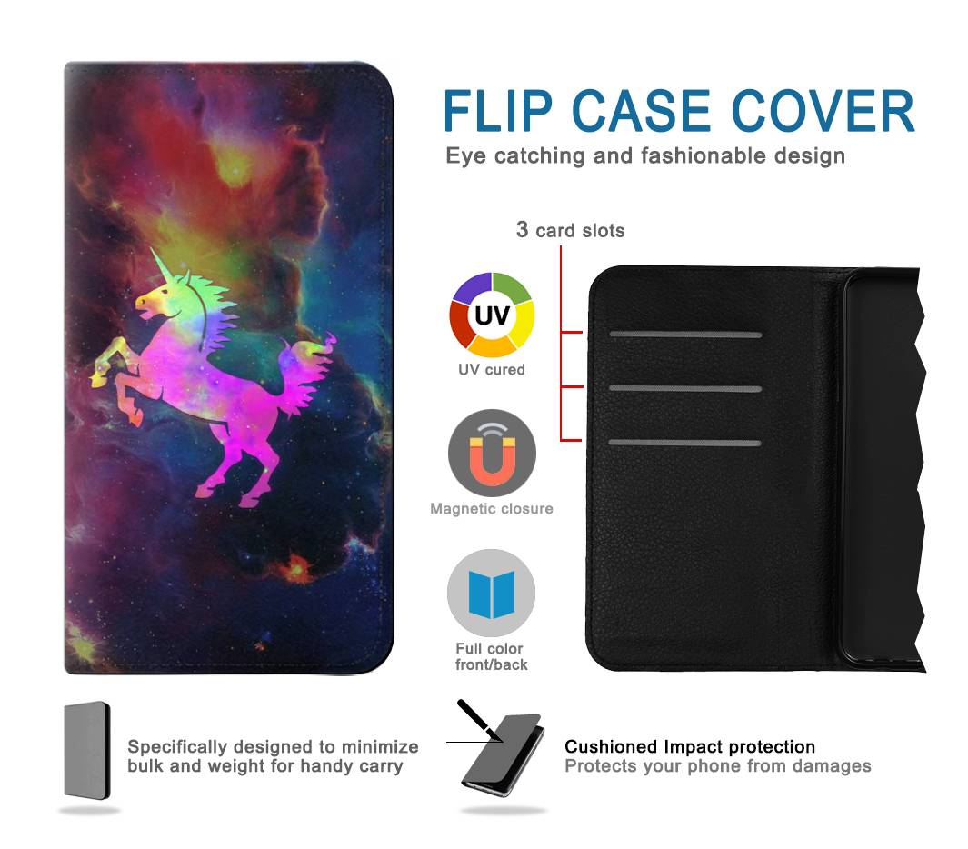 Flip case Motorola Moto G Play (2021) Rainbow Unicorn Nebula Space