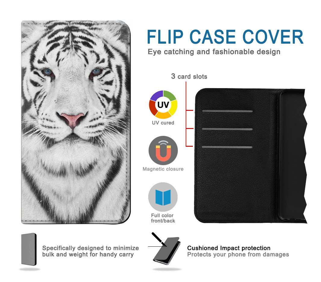 Flip case Motorola Moto G Stylus 5G White Tiger
