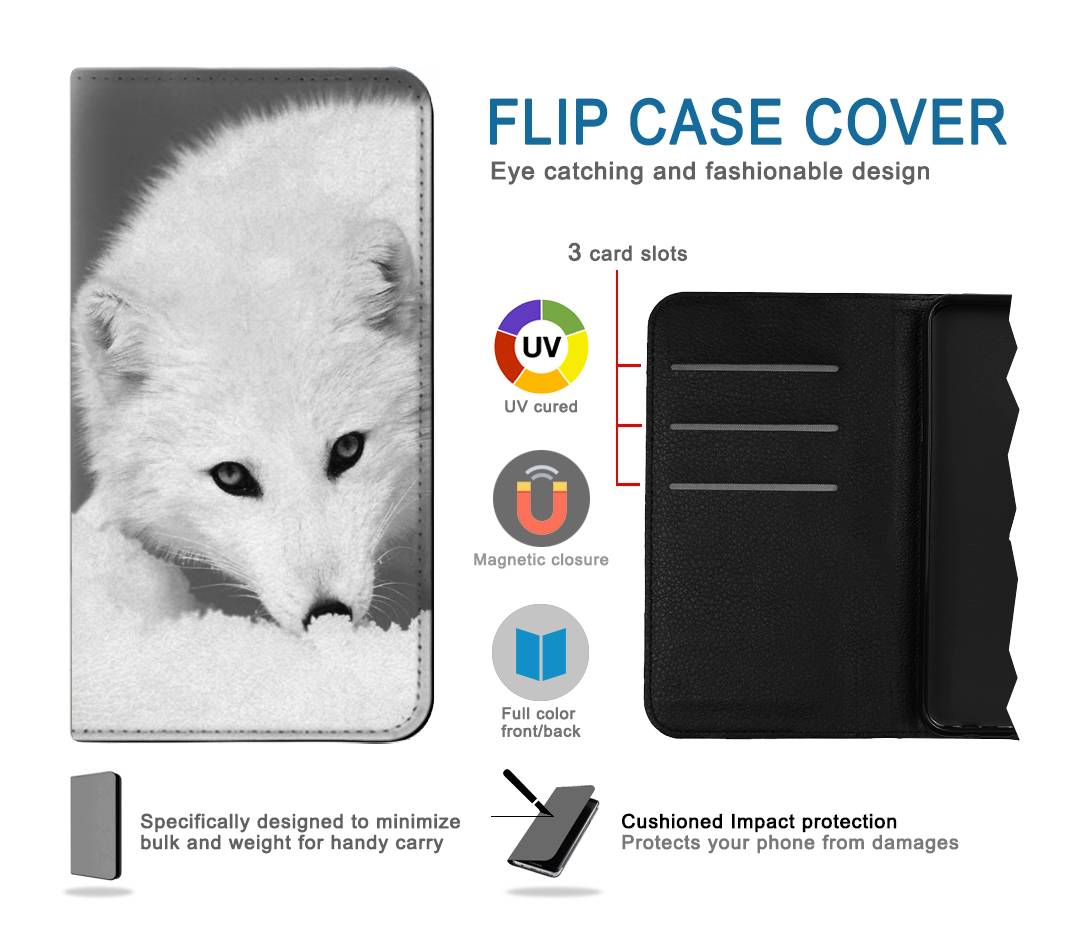 Flip case Samsung Galaxy A12 White Arctic Fox