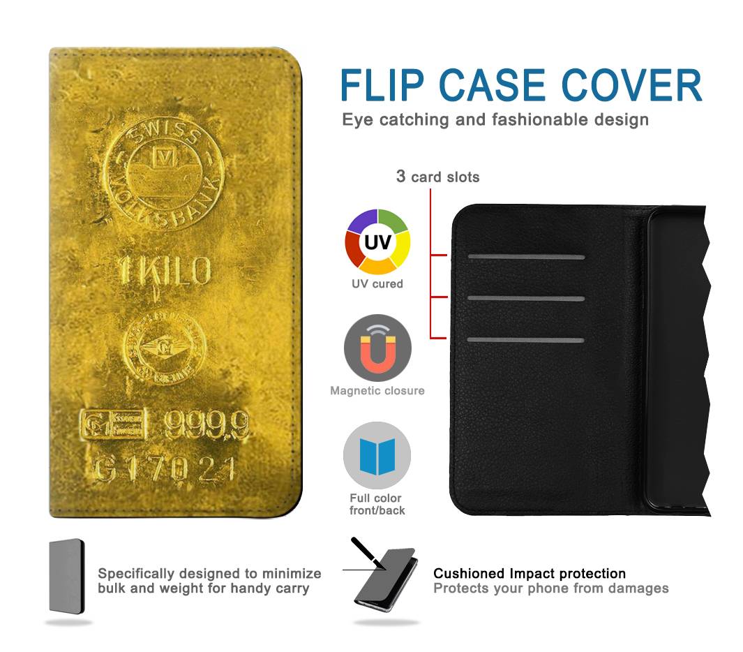 Flip case Motorola Moto G30 One Kilo Gold Bar