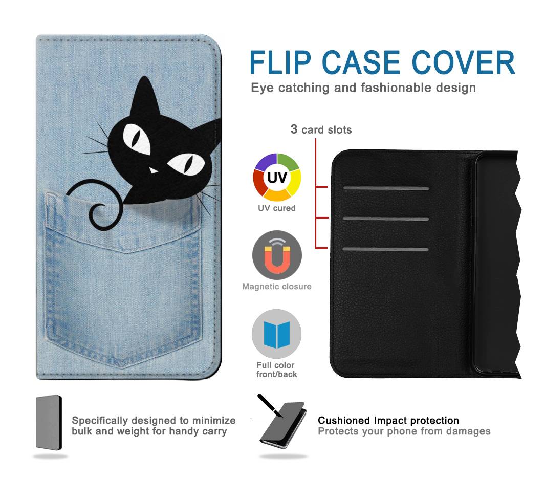 Flip case iPhone 13 Pocket Cat