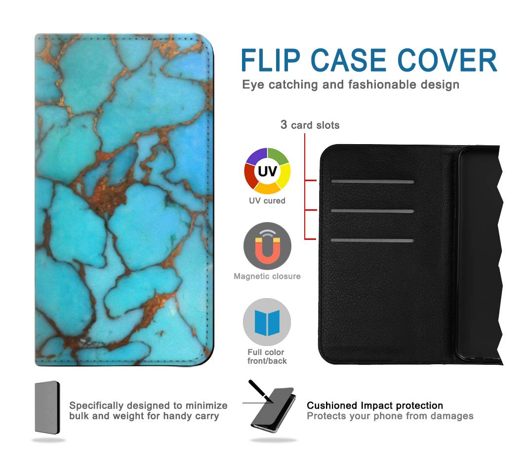 Flip case iPhone 13 Pro Max Aqua Turquoise Rock