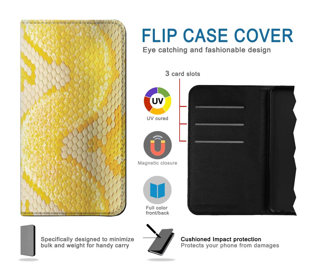 Flip case Samsung Galaxy A12 Yellow Snake Skin