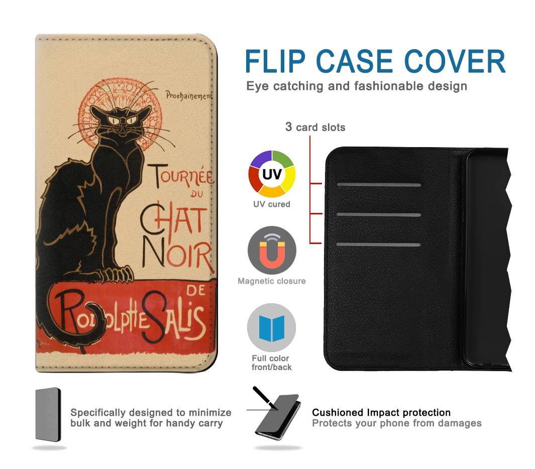 Flip case Samsung Galaxy A20, A30, A30s Chat Noir The Black Cat