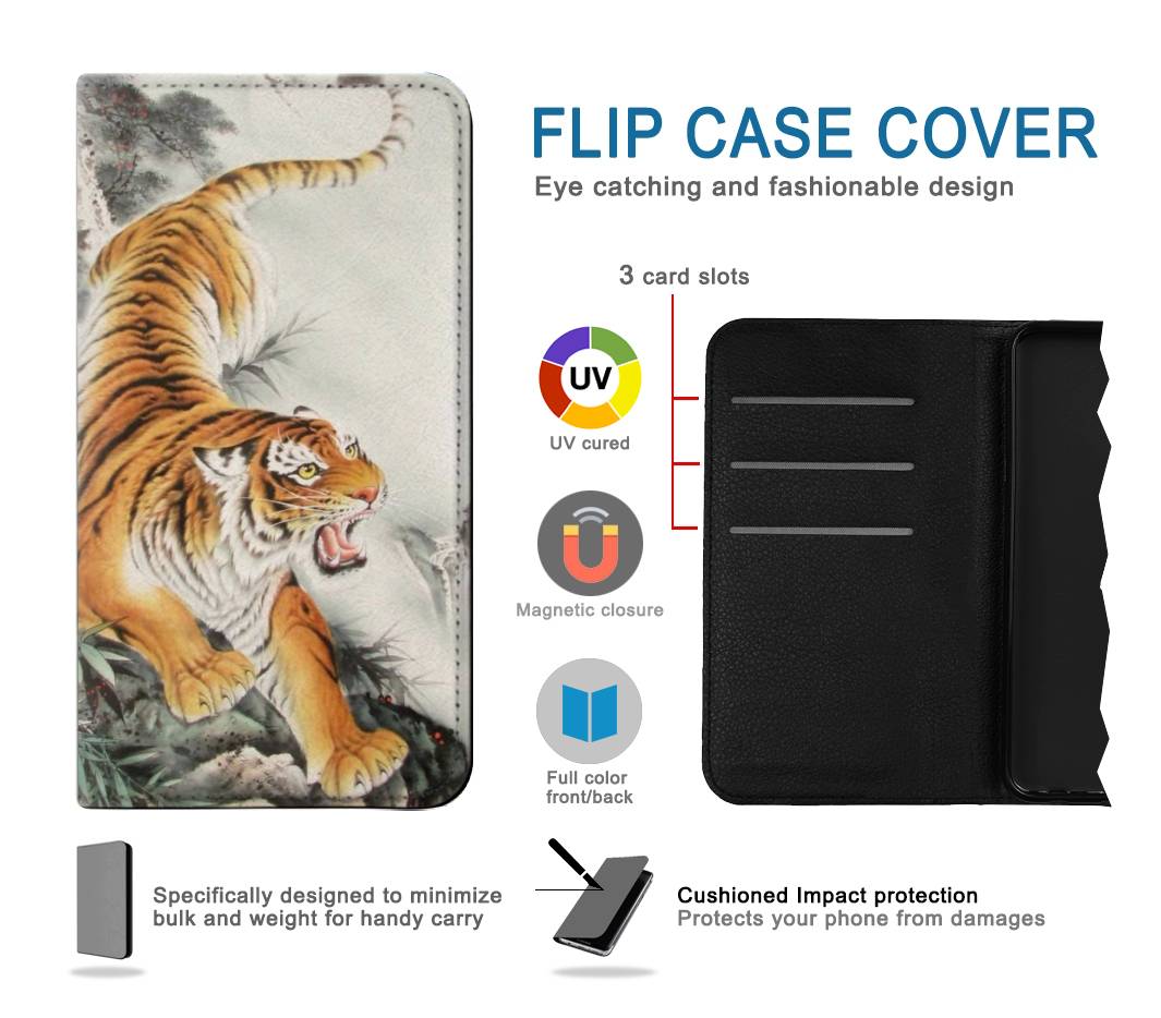 Flip case iPhone 13 Chinese Tiger Tattoo Painting