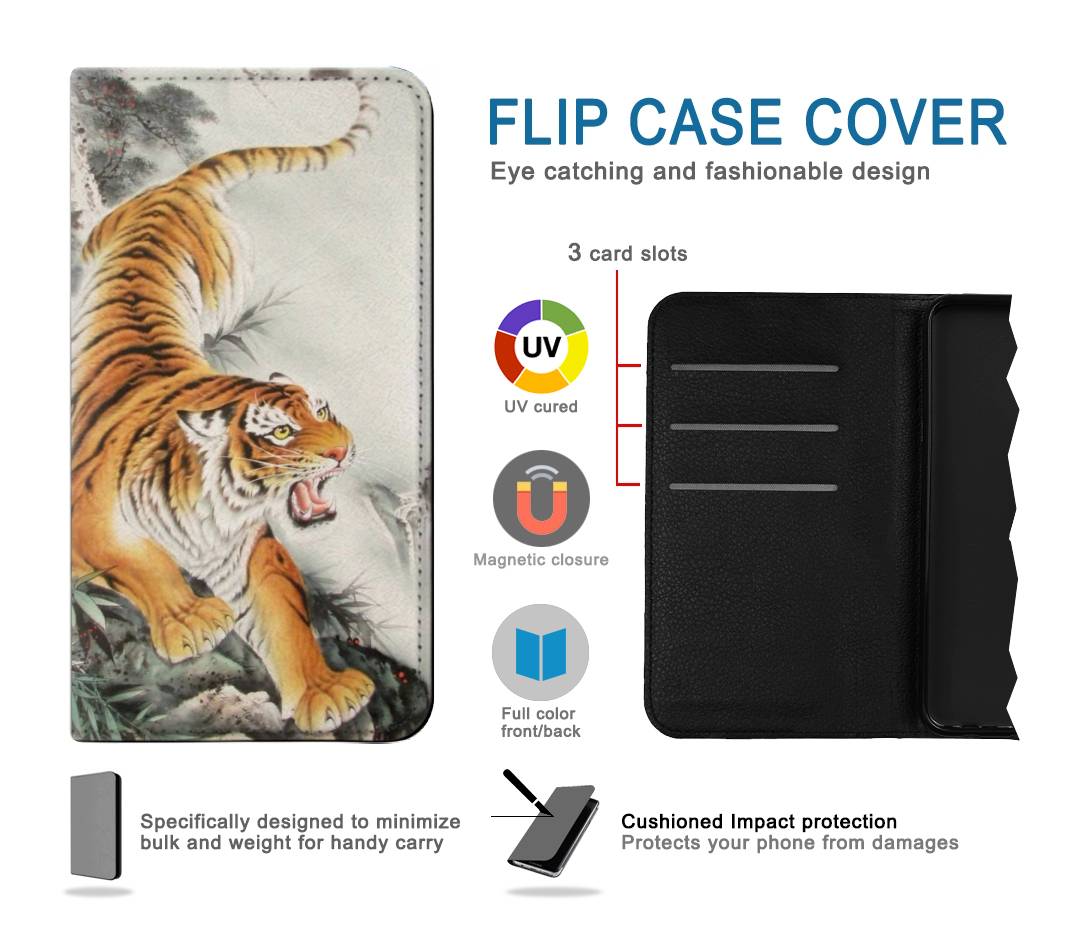 Flip case Google Pixel 6 Chinese Tiger Tattoo Painting