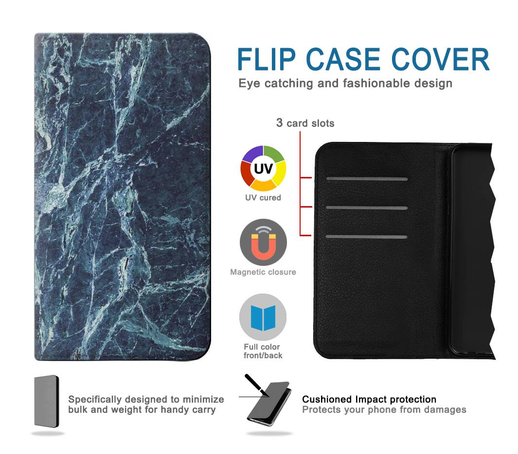 Flip case Apple iPhone 14 Pro Max Light Blue Marble Stone Texture Printed