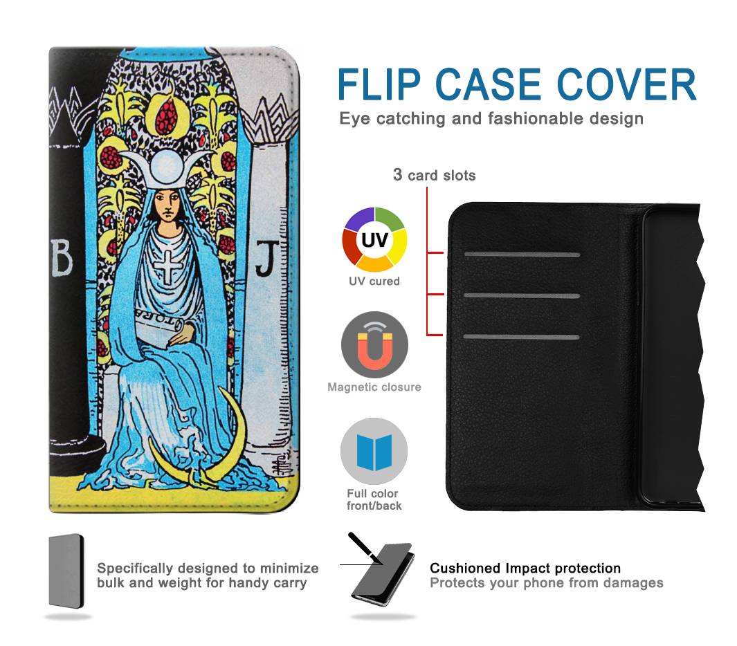 Flip case Samsung Galaxy A22 4G The High Priestess Vintage Tarot Card